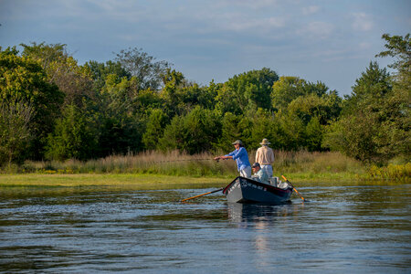 Group fly fishing from drift boat on White River-3