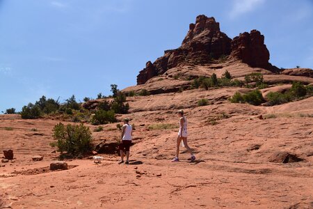 Hiker deciding to hike Cathedral Rock located in Sedona Arizona photo