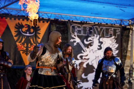 Torches shield sword