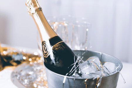 A concept of luxury life with champagne bottle in ice bucket photo