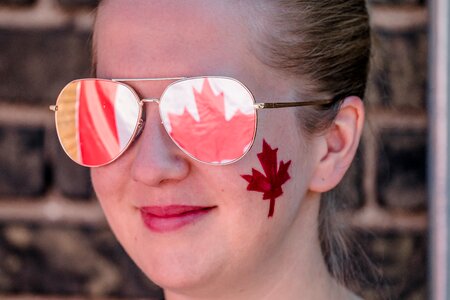 Woman Facepainted Canada Day photo
