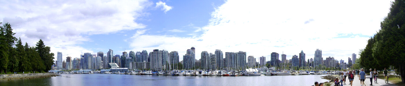 Vancouver skyline from Stanley Park in British Columbia, Canada