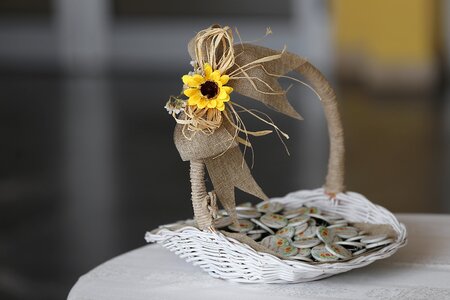 Sunflower decoration wicker basket photo