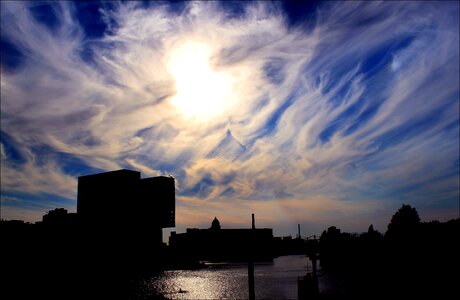 Silhouette dramatic sky in the lens