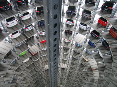 Multi storey car park warehouse vehicles photo
