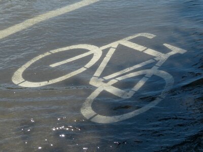 Bike bicycle path high water photo