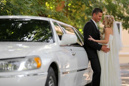 White sedan wedding