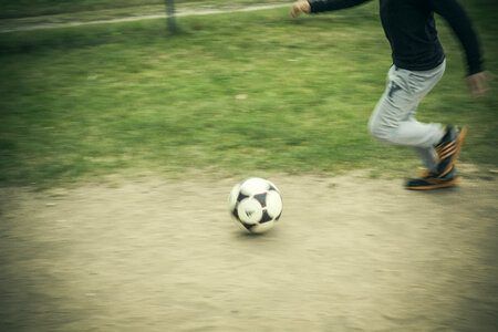 Soccer Boy Shoot Goal photo