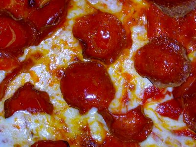 Bell Pepper close-up pepperoni pizza photo