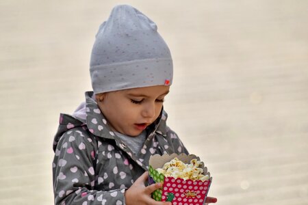 Child happiness popcorn photo