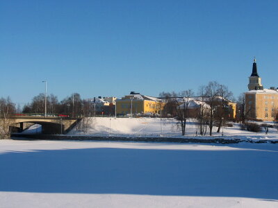 City of Oulu across a pond