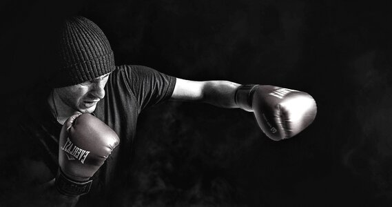 Black And White boxer exercise photo