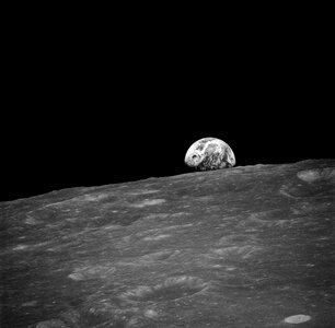 Lunar surface globe blue planet photo