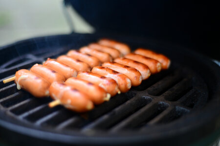 Sausages on BBQ Grill photo