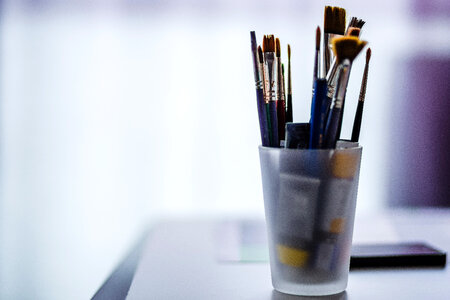 Paint Brushes in a cup photo