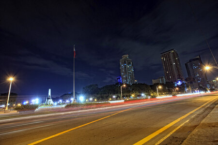 Night time Lights on the road in Manila, Philippines photo