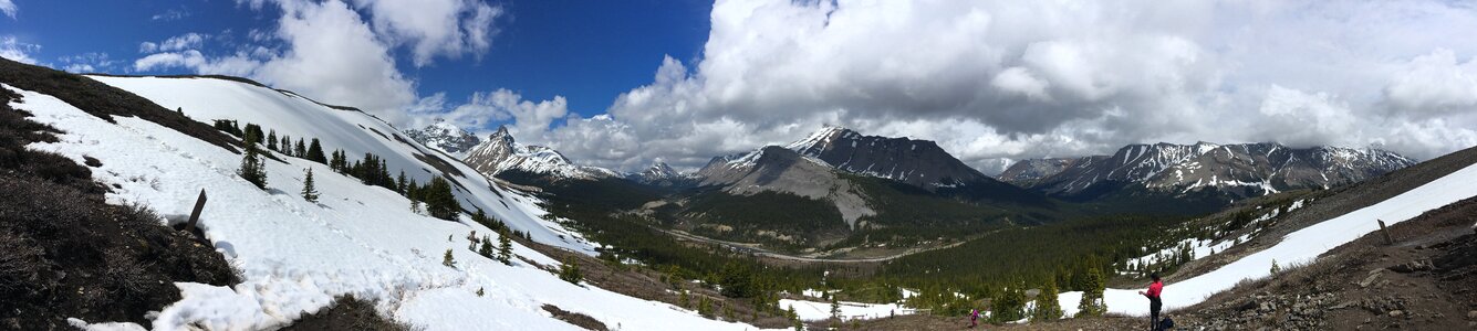 snow capped mountain in winter at canadian rockies photo