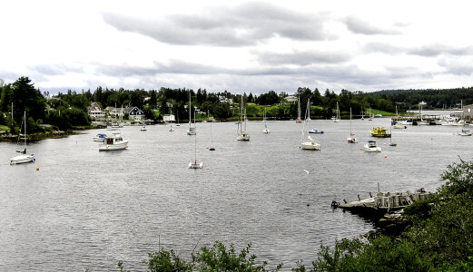 Boats in the River at Hubbards, Nova Scotia, Canada photo