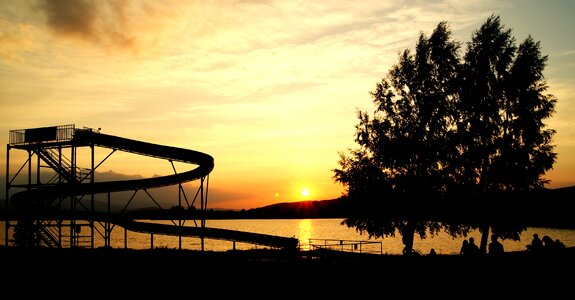 Water slide tree summer photo