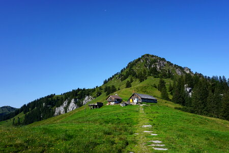 Scenic view of valley and mountains of Tuxer Alpen photo