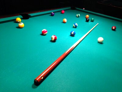 Billiard balls in a pool table photo