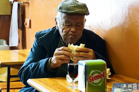 Old people old man eating photo