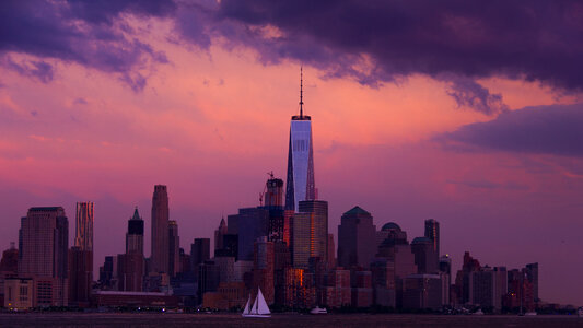 Lower Manhattan Skyline at Sunset photo
