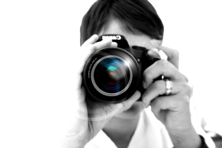 Man using a professional camera photo