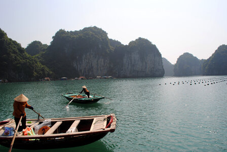 Fisherman in Boats in Vietnam photo