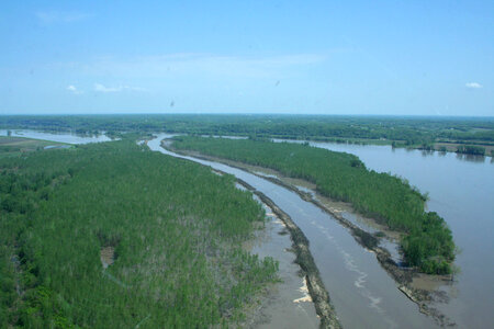 Aerial view of flooding along the Missouri River