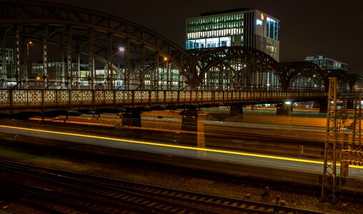 Night railway station gleise photo