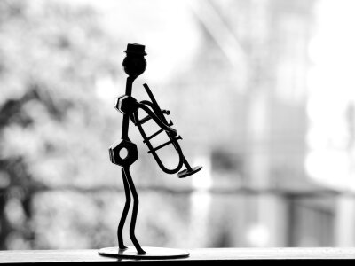 Musician Trumpet Metal Snowman Table Decoration photo