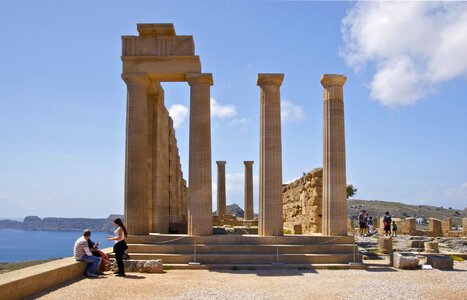On the Acropolis of Lindos, Island of Rhodes, Greece photo