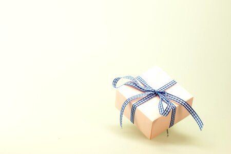 Wrapped vintage gift box with ribbon bow