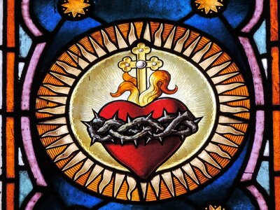 Cross heart stained glass