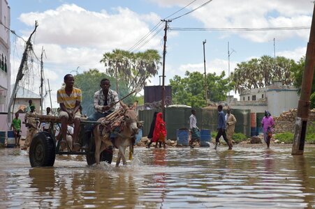 Flood people rain photo