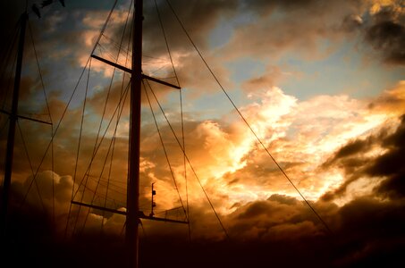 Sailboat tall ship sunset photo