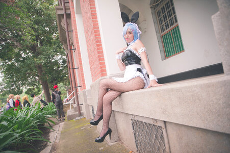 An unidentified Japanese anime cosplay pose