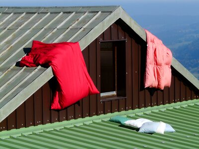 Bed linen accommodation roof photo