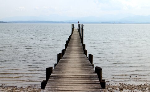 Lakeside pier horizon photo