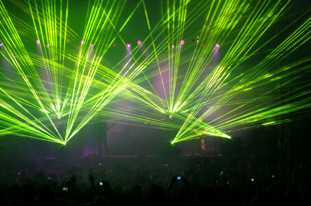 Laser light show of green during a concert photo