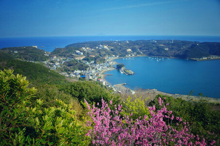 Island in the beautiful blue sky photo