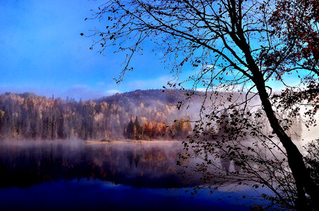 Lake and Mountains landscape in Quebec, Canada