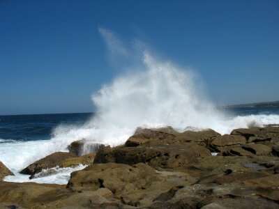 Ocean shoreline rock photo