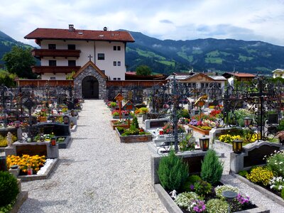 Village cemetery flowers photo