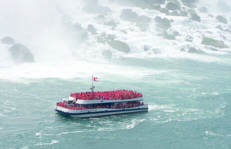 Tour boat tourists mist