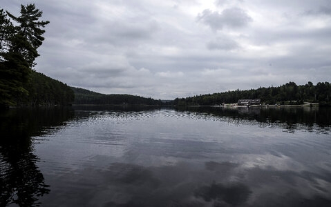 Cloudy landscape over the lake at Algonquin Provincial Park, Ontario photo