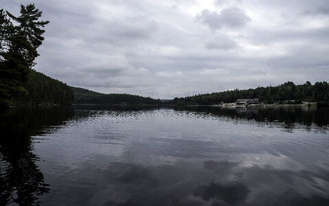 Cloudy landscape over the lake at Algonquin Provincial Park, Ontario