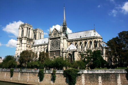 Gorgeous sunset over Notre Dame cathedral photo