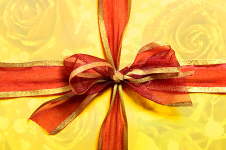 present box with red bow photo